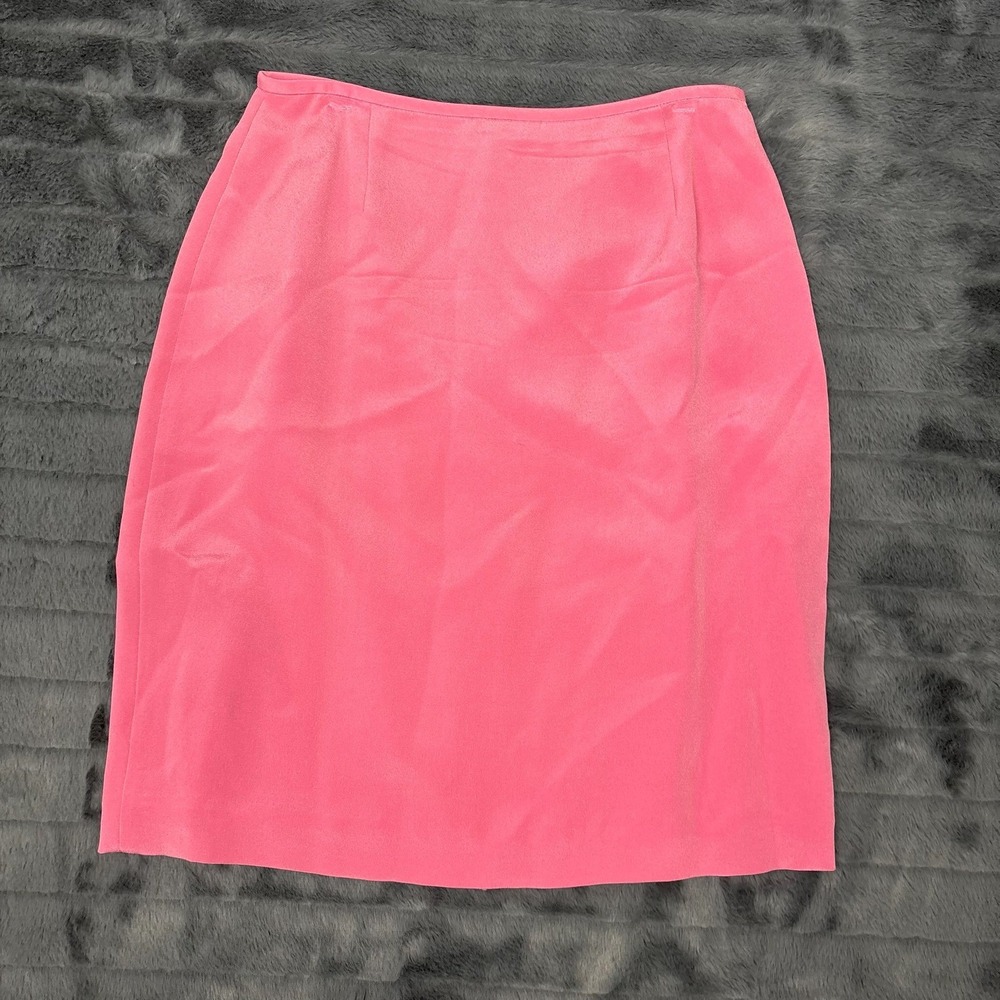 Casual Corner Vintage 100% Silk Pencil Skirt Pink Knee Length Size 6
